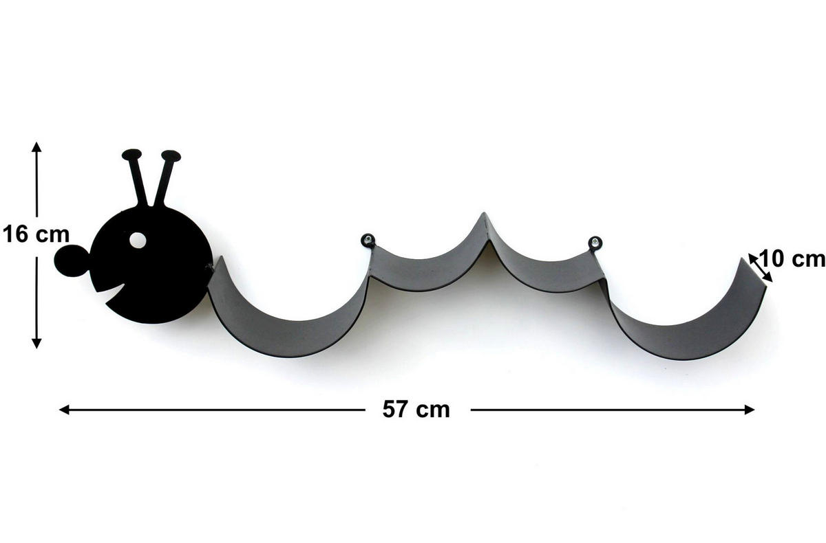 HANDTUCHHALTER Raupe Metall Schwarz Wandmontage  - Schwarz, Metall (57/16/10cm) - DanDiBo