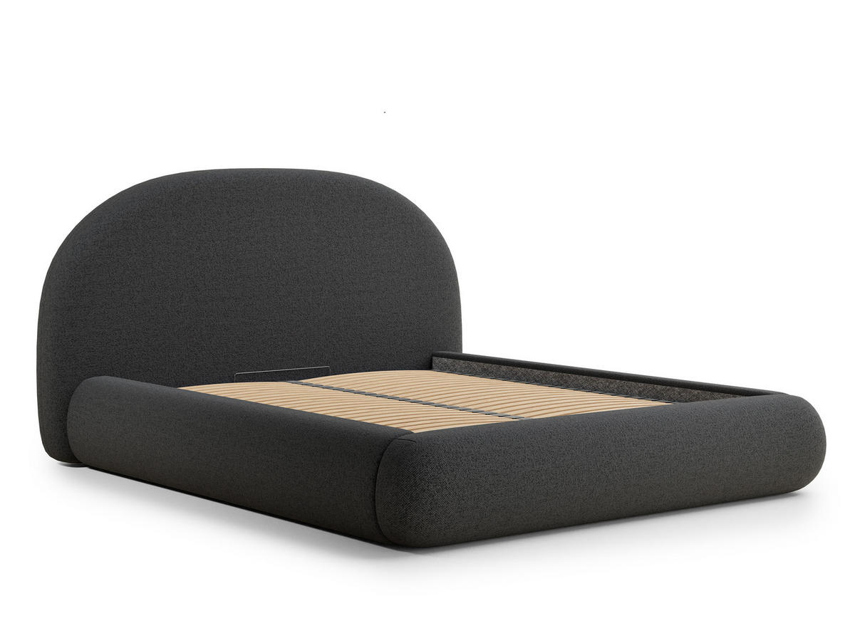 POLSTERBETT Maumere Graphit 160/200 cm im Webstoff - Schwarz/Graphitfarben, Holz/Holzwerkstoff (160/200cm) - Maison de Reve