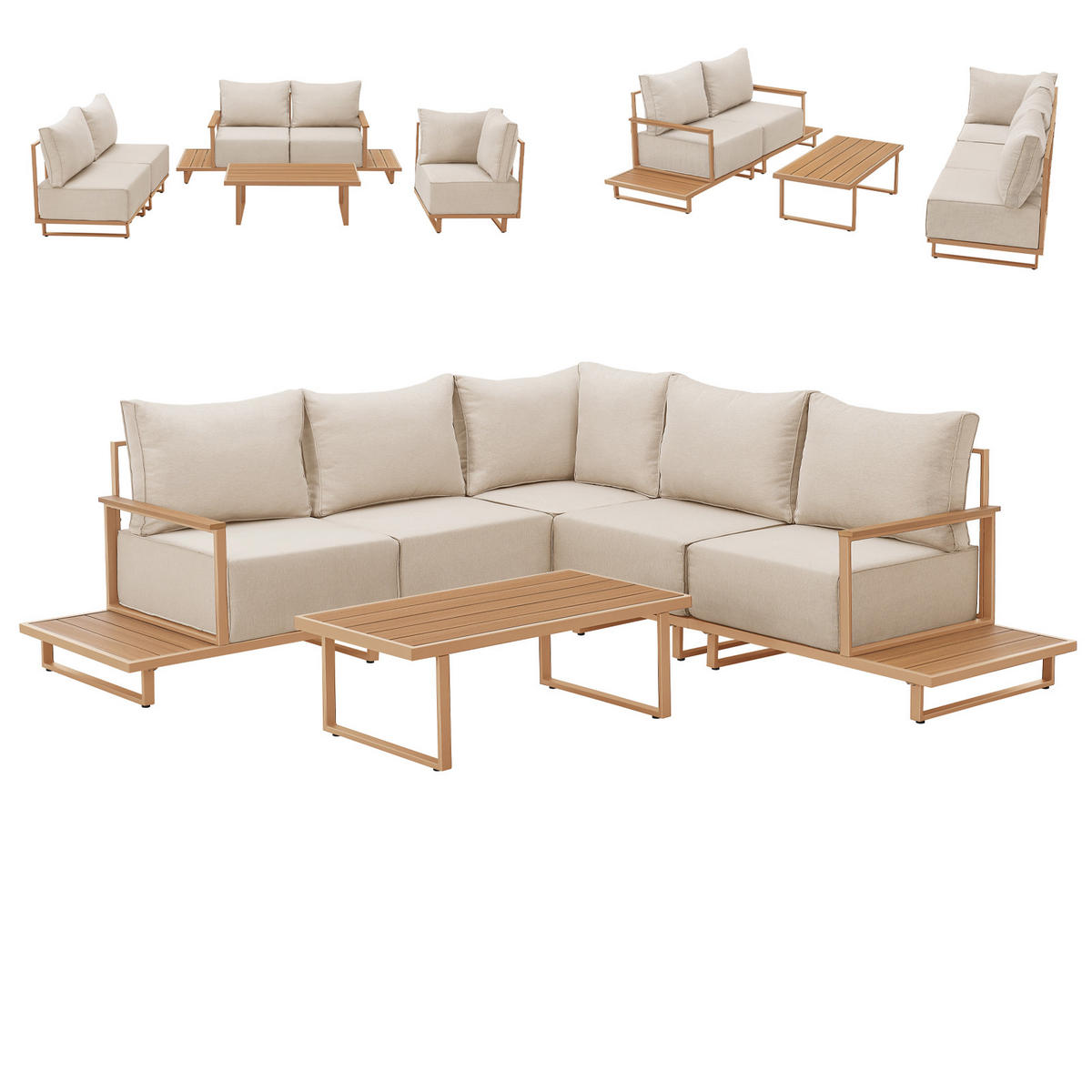GARTENLOUNGE Malibu modular Beige - Beige, Metall - SVITA