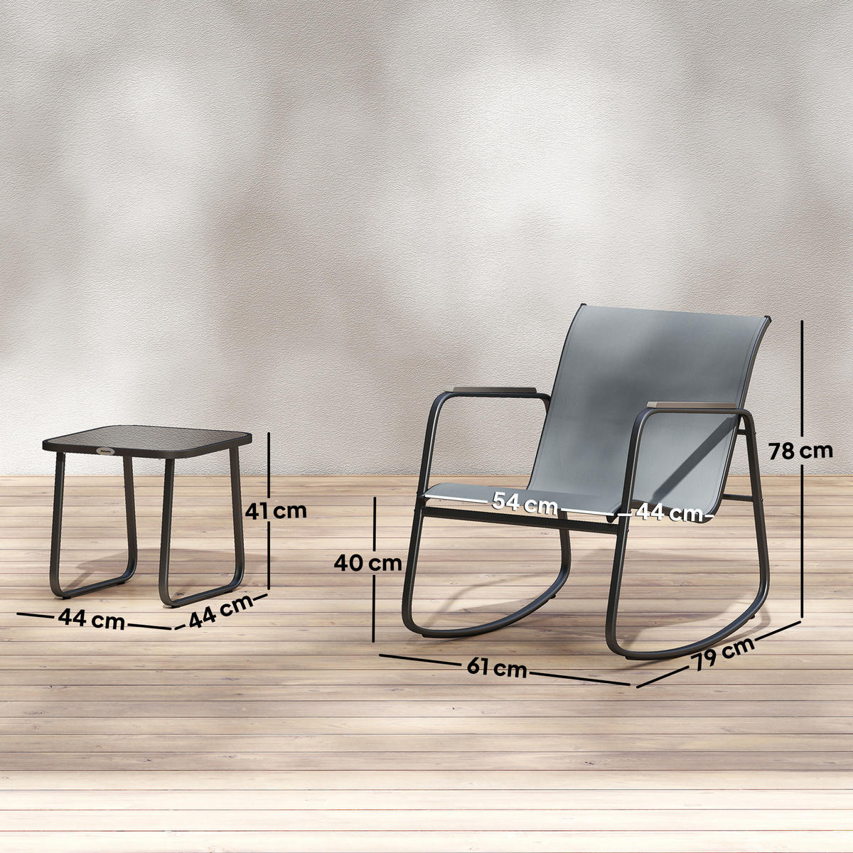 GARTEN-BEISTELLTISCHSET Grau 3 Stück - Grau, Naturmaterialien (79/61/78cm) - GiPP