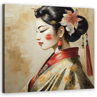 LEINWANDBILD, Japanisches Geisha Porträt 40x40cm - Beige, Textil (40/40cm) - Feeby
