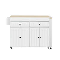KÜCHENINSEL 112-180,5/45/92,2 cm weiß natur mit ausziehbarer Arbeitsplatte - Weiß, Holzwerkstoff (180.5/92.2/45cm) - OKWISH
