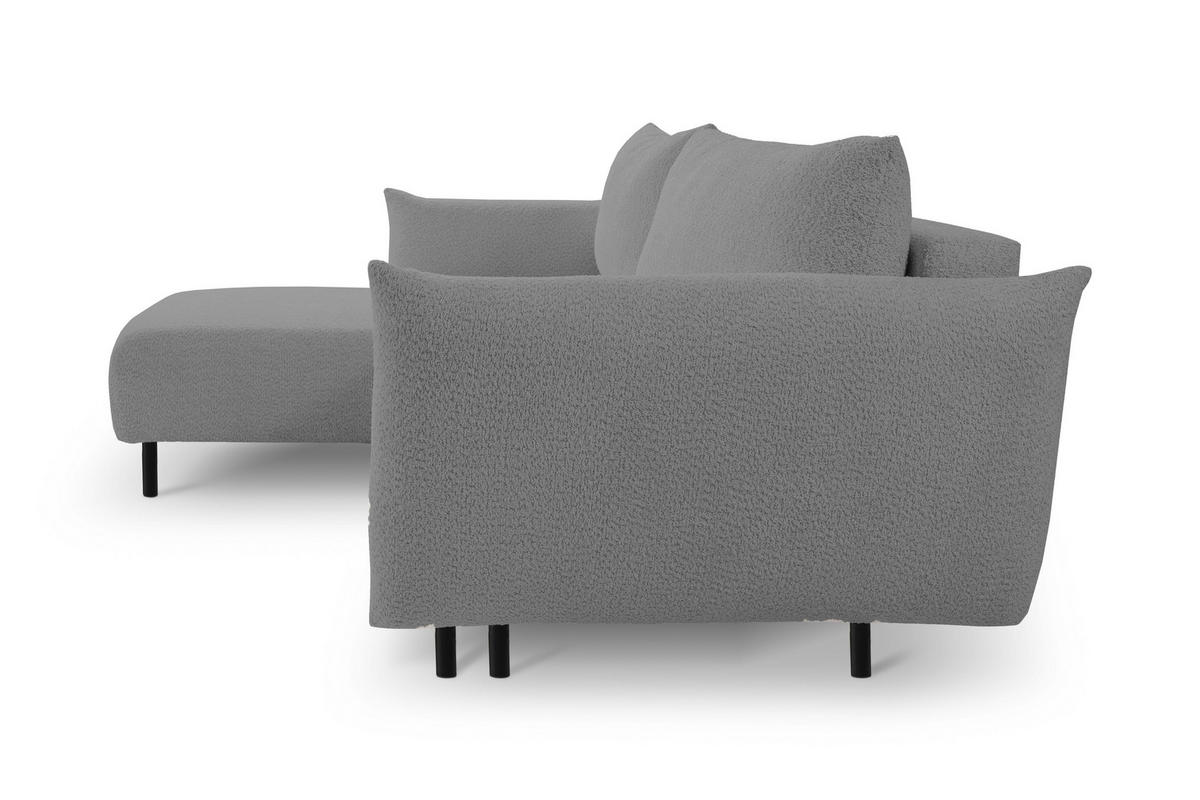 ECKSOFA ADEL mit Schlaffunktion und Bettkasten, L-förm, Metallbeine, verstellbar lose Rückenkissen, freistehend, LINKS, 171x257x90 cm, Light Grey - Hellgrau, Holz/Textil (171/257cm) - DomoHome