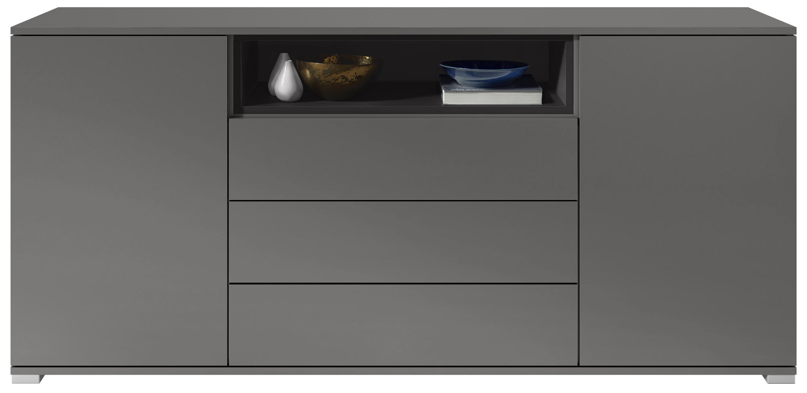 SIDEBOARD Skadu Schwarz matt - Schwarz, Holzwerkstoff (166.5/75.5/35cm) - Vladon