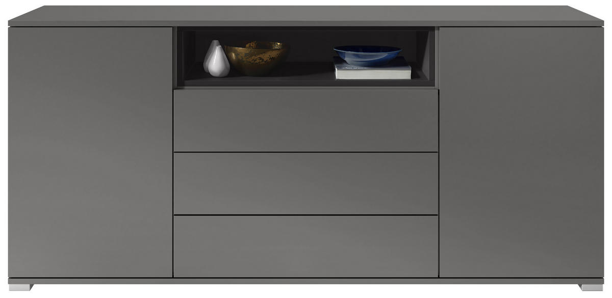 SIDEBOARD Skadu Schwarz matt - Schwarz, Holzwerkstoff (166.5/75.5/35cm) - Vladon