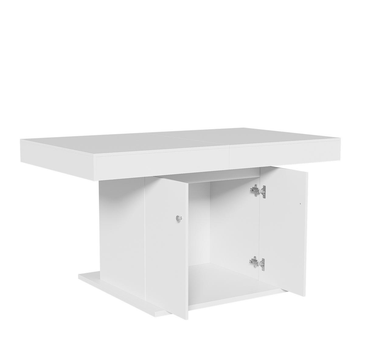 AUSZIEHTISCH 140/80/76 cm in Weiß – mit Stauraum & Platz für bis zu 8 Personen - Weiß, Holzwerkstoff (180/140/76cm) - BEAOK