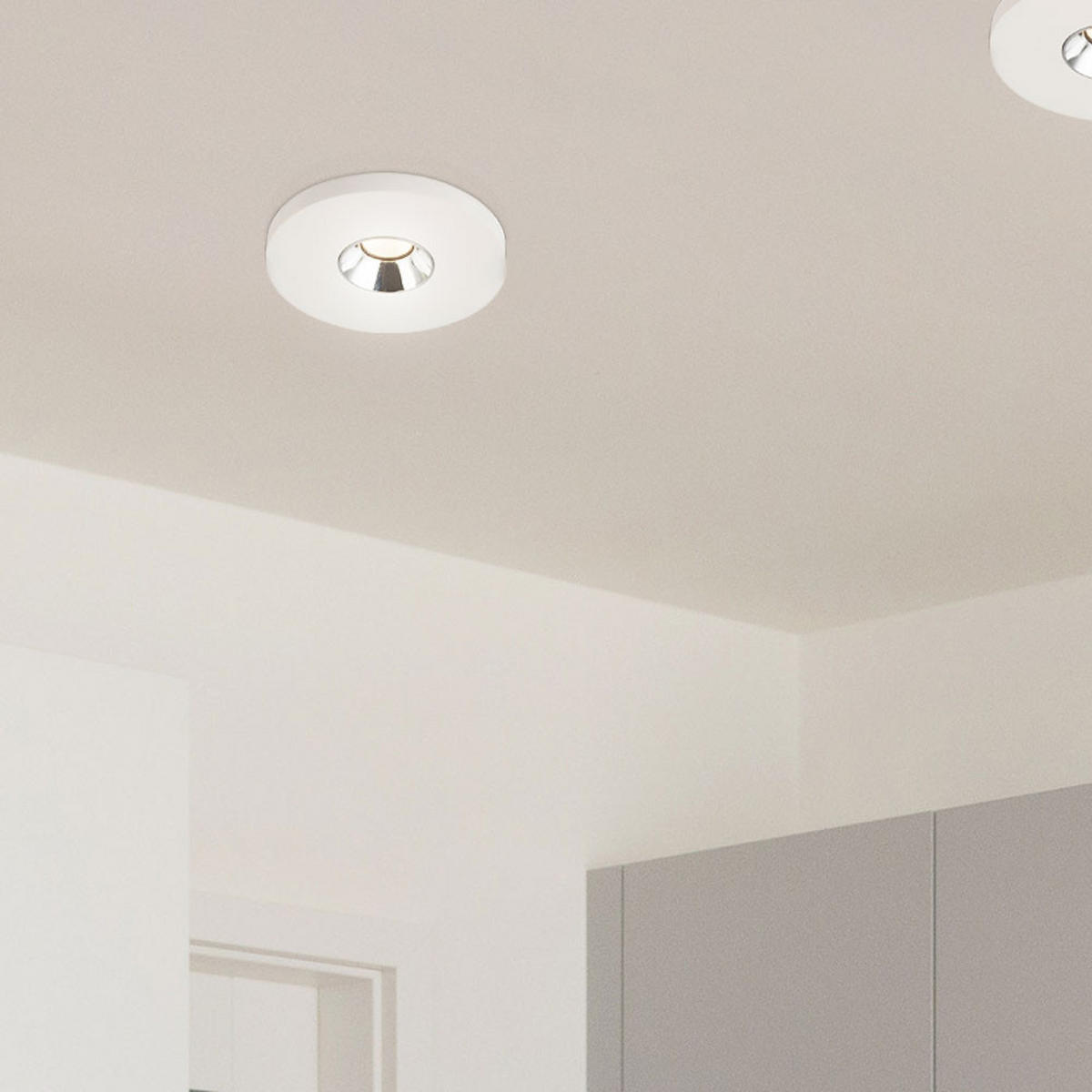 LED EINBAUSTRAHLER Christine Gips Weiß Chrom 2er Set - Weiß, Metall (9/6/9cm) - Globo Lighting