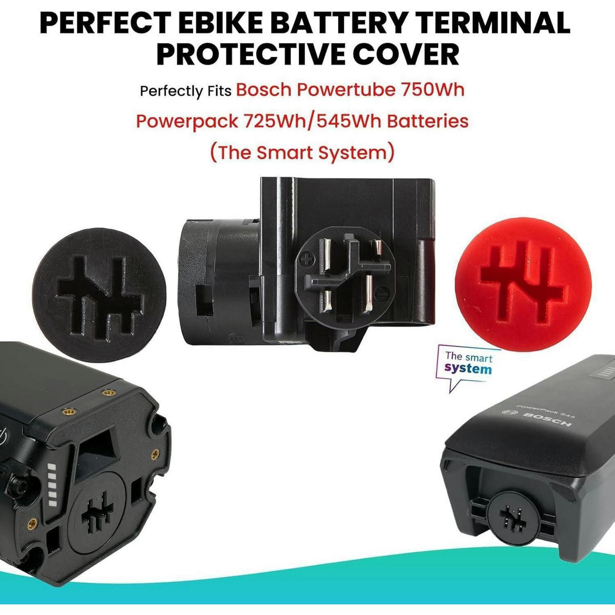 KONTAKTSCHUTZ 2er-Set für Bosch E-Bike Akkus Schwarz - Schwarz, Kunststoff (2.6/2.4/3.5cm)