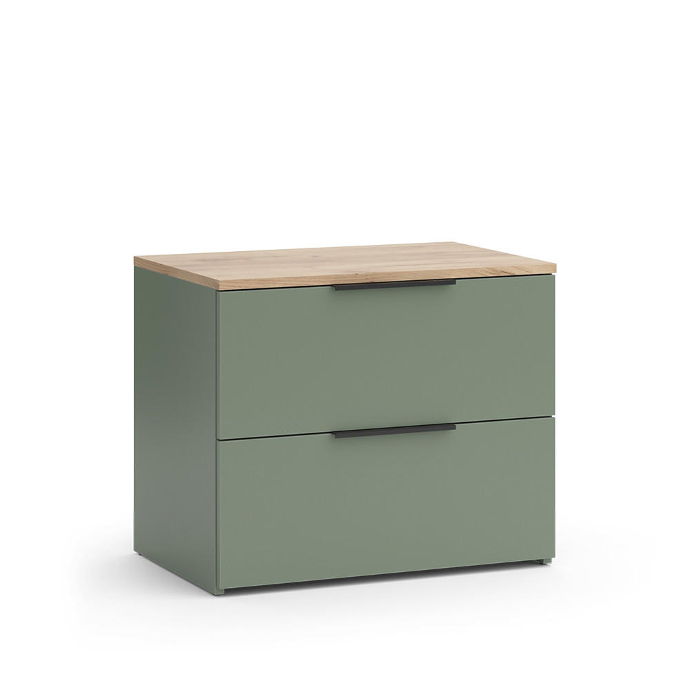 KOMMODE Wido Grün 60 x 50 cm mit 2 Schubladen - Grün/Sonoma Eiche, Holzwerkstoff (60/50/40cm) - Vicco