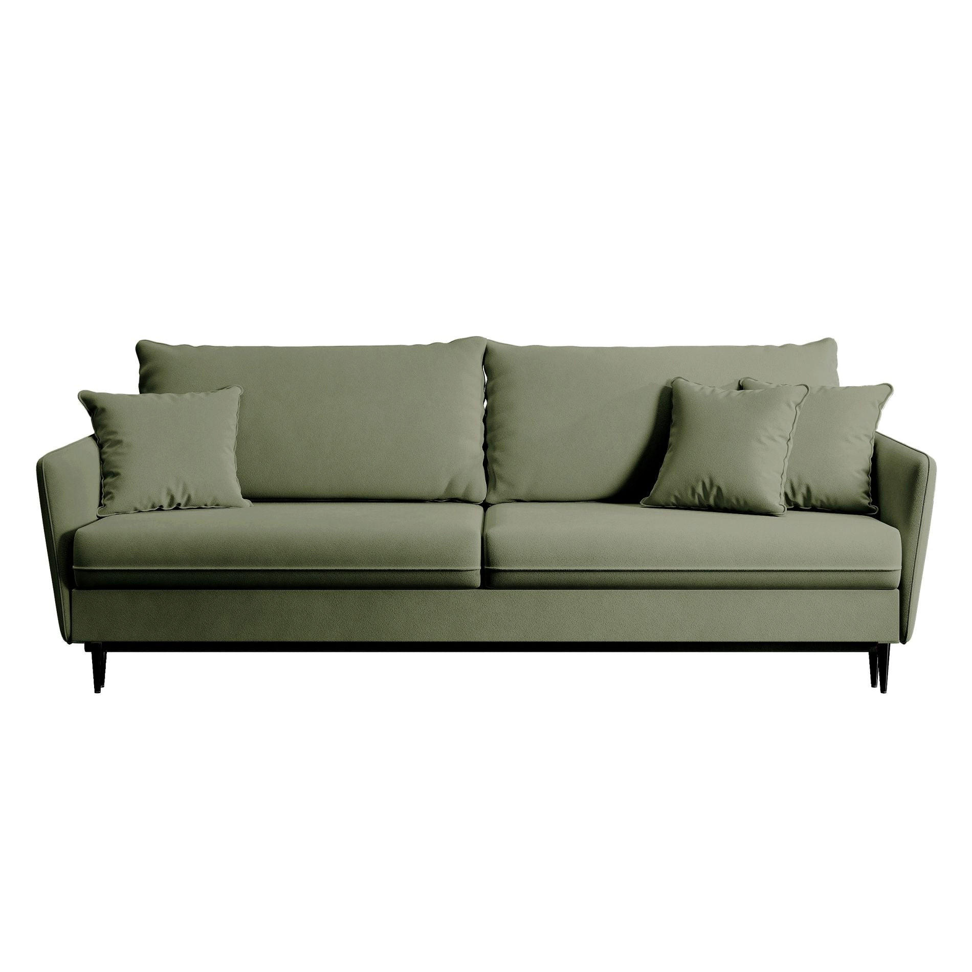 3-SITZER SCHLAFSOFA Volio Samt Olivgrün - Schwarz/Olivgrün, Textil/Metall (221/90/100cm) - Selsey