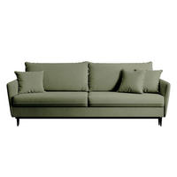 3-SITZER SCHLAFSOFA Volio Samt Olivgrün - Schwarz/Olivgrün, Textil/Metall (221/90/100cm) - Selsey