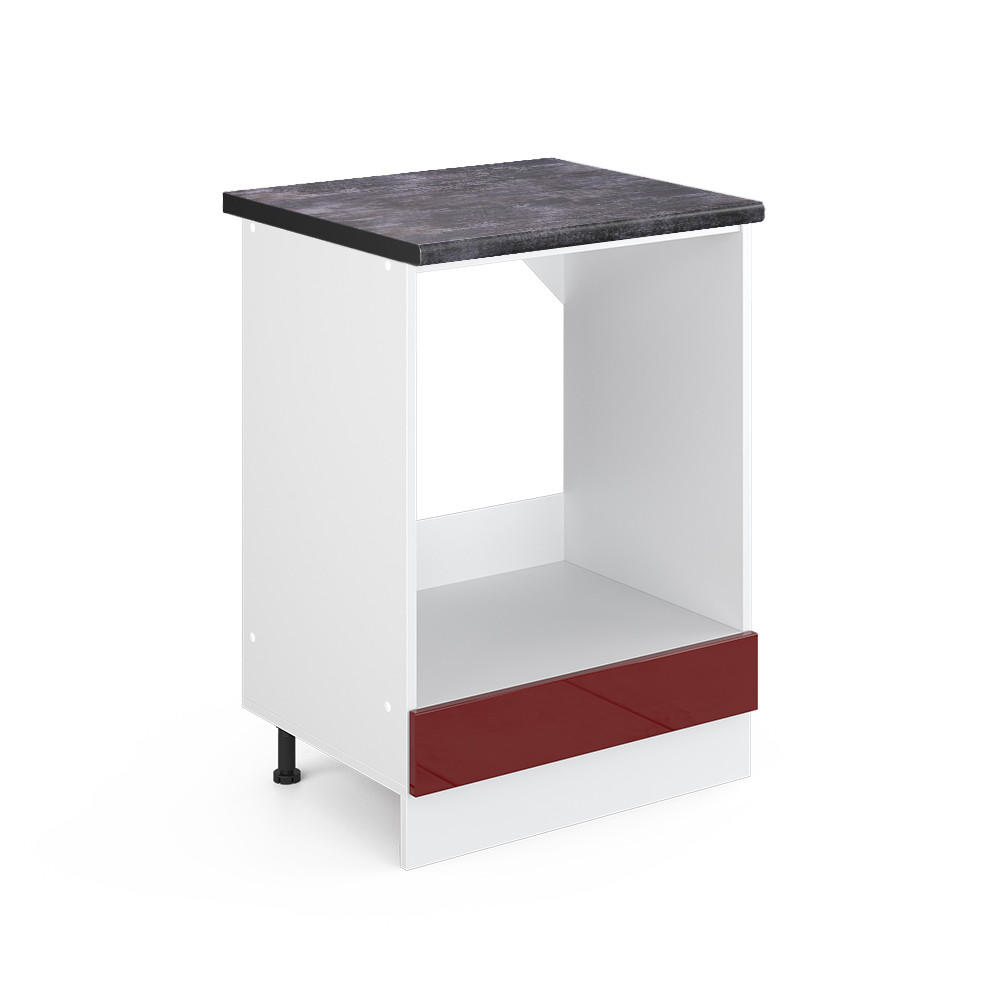 HERDUMBAUSCHRANK R-Line Bordeaux Hochglanz 60 cm, AP Anthrazit - Bordeaux/Weiß, Holzwerkstoff (60/81.6/60cm) - Vicco