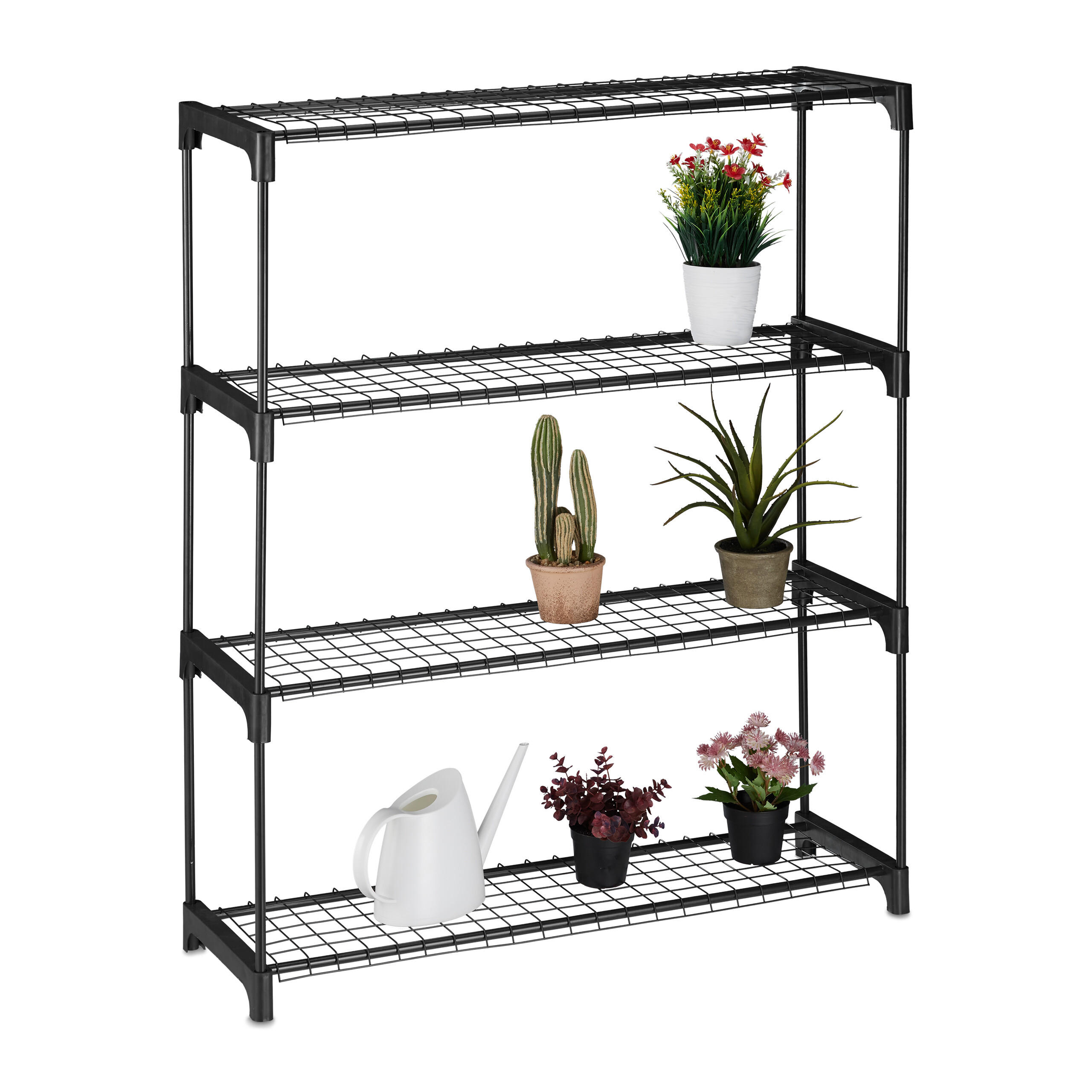 PFLANZENREGAL - Schwarz, Kunststoff/Metall (91/106/28cm) - Relaxdays