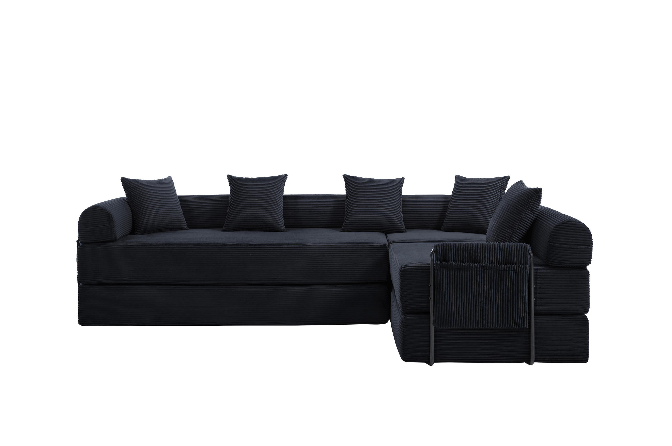 ECKSCHLAFSOFA 270/180/64 cm Schwarz mit Integrierte Seitentaschen - Schwarz, Textil (270/180cm) - Oxeza