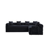 ECKSCHLAFSOFA 270/180/64 cm Schwarz mit Integrierte Seitentaschen - Schwarz, Textil (270/180cm) - Oxeza