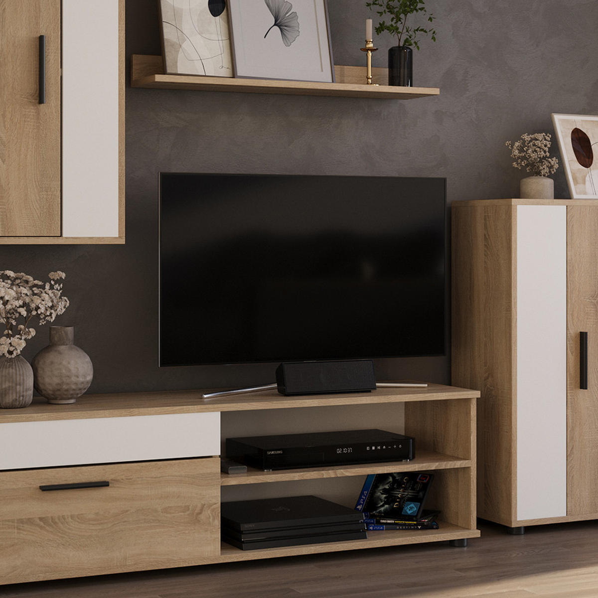 NÁSTĚNNÁ SKŘÍŇKA Berno Sonoma/bílá - bílá/Sonoma dub, kompozitní dřevo (78/8/17.1cm) - Vicco