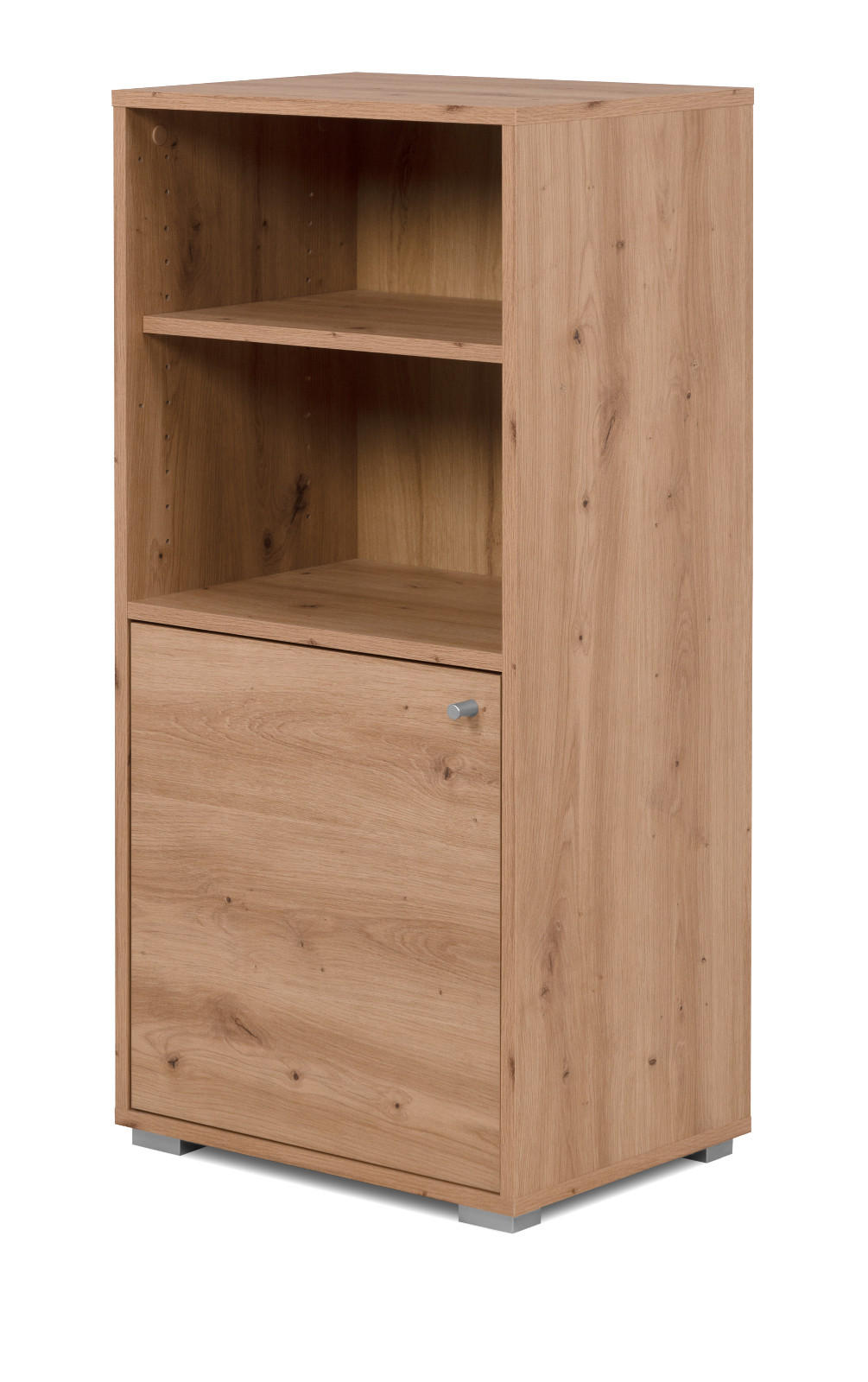 REGAL Eiche Artisan 46 x 97 cm, Standregal mit 4 Fächern - Silberfarben/Eiche Artisan, Holzwerkstoff/Kunststoff (46/96.5/33.5cm) - Furn.Design