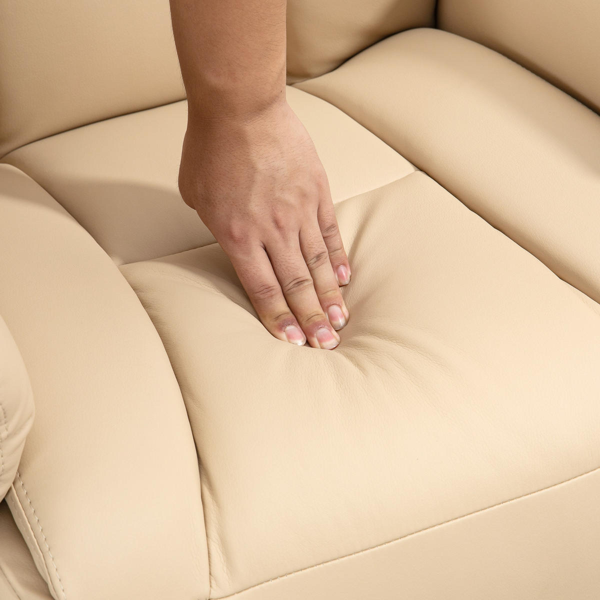 RELAXSESSEL, Fernsehsessel mit manuell Verstellbarer Rückenlehne, Fußteil, Beige - Beige/Silberfarben, Metall (78/109/80cm) - HOMCOM