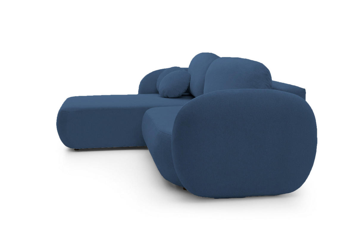ECKSOFA OLIO L-Form Schlaffunktion mit Bettkasten, lose Rückenkissen, freistehend, LINKS 174x248 cm Blue - Blau, Holz/Textil (174/248cm) - DomoHome