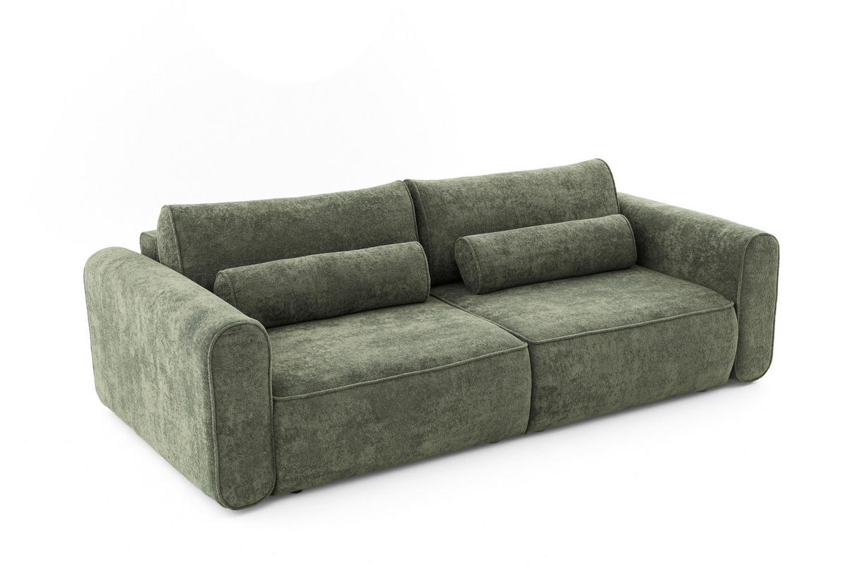 ECKSOFA Motion mit Schlaffunktion Funktional 3-sitzer Sofa - Grün, Textil (250/120cm) - Muffo