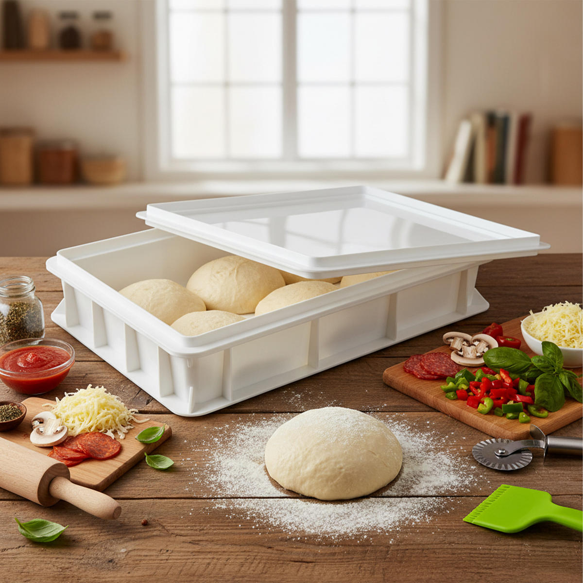 BOX na těsto - bílá, plast (60/13/40cm) - Relaxdays