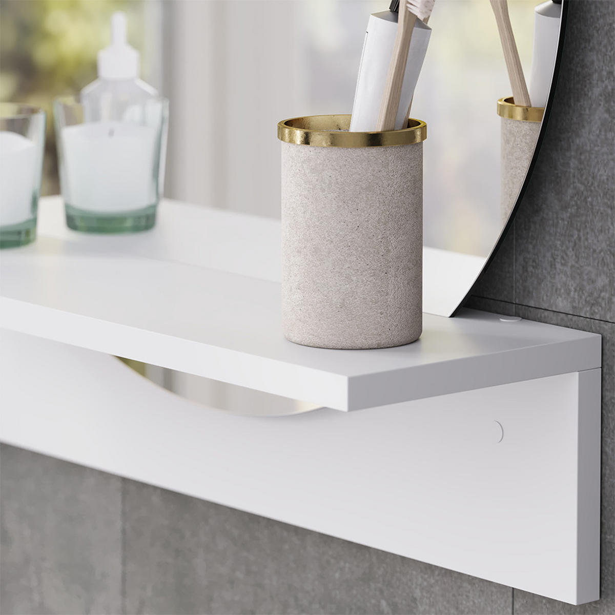 BADEZIMMERSPIEGEL Elyra Weiß 50 x 54.5 cm mit Ablage - Weiß, Holzwerkstoff (50/54.5/15cm) - Vicco