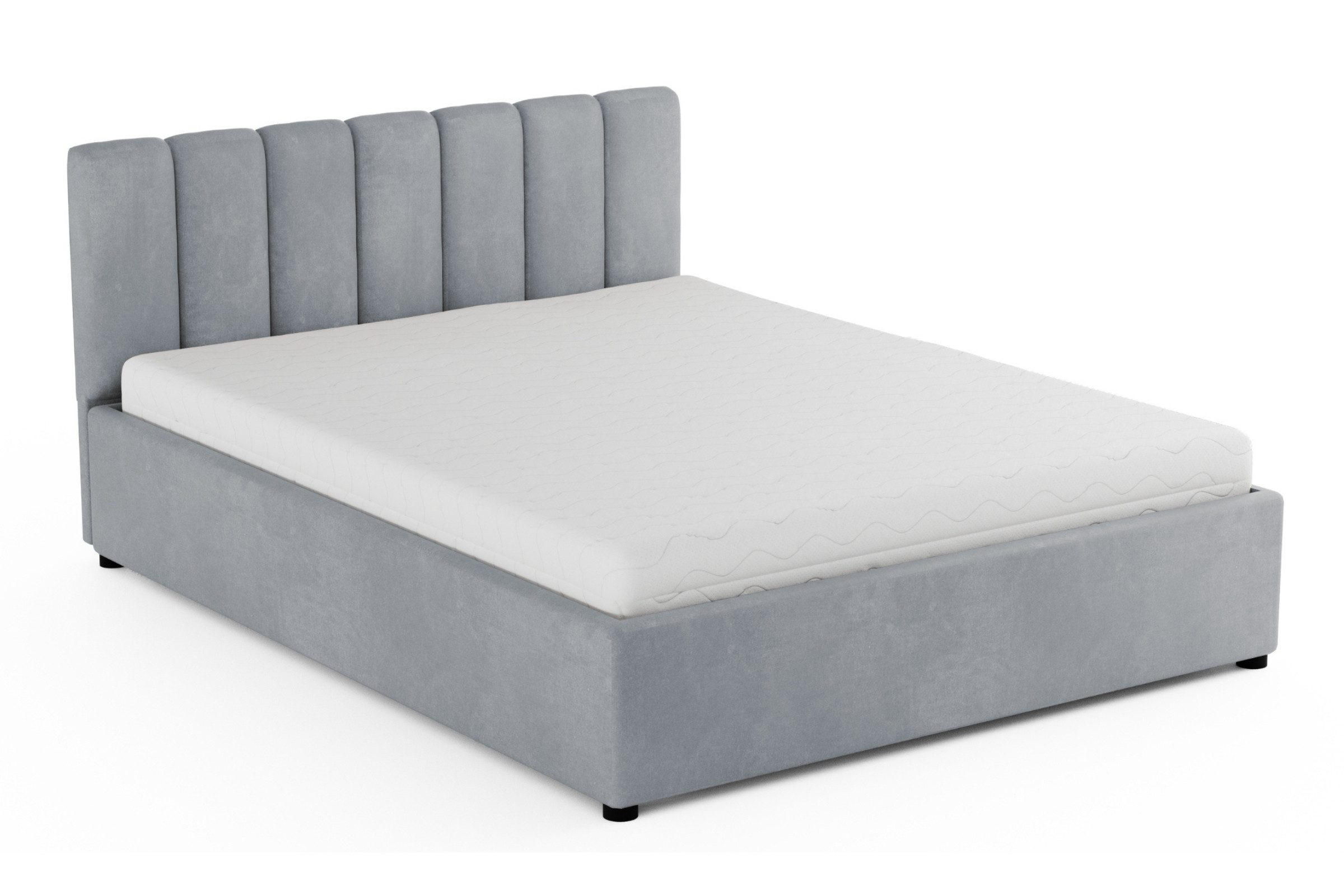 POLSTERBETT VIANA 180/200 in Velours Hellgrau - Hellgrau, Holz/Holzwerkstoff (180/200cm) - Deine Möbel 24