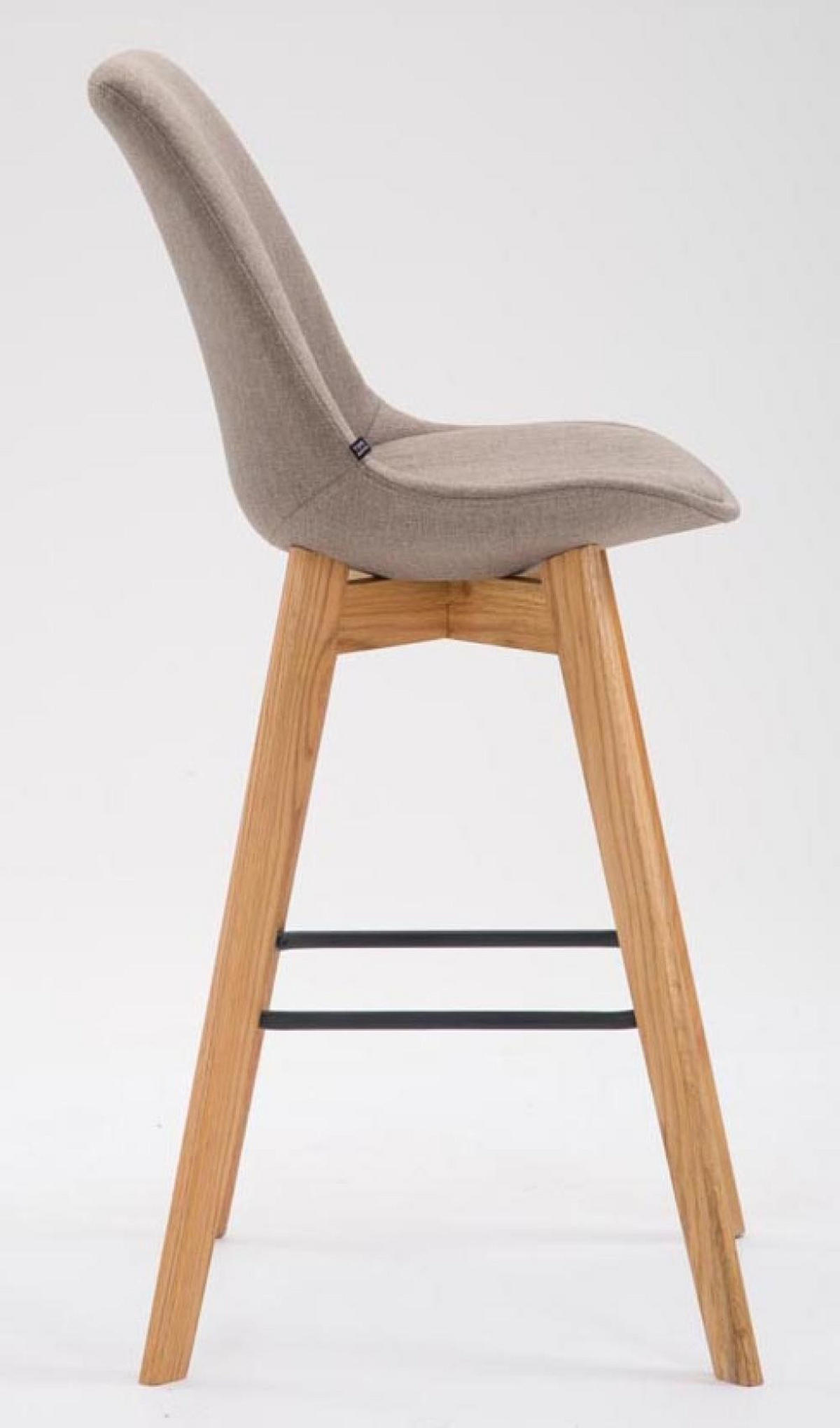 BARHOCKER 2er Set Stoff taupe - Taupe/Eukalyptusholzfarben, Holz/Textil (48/112/56cm) - CLP