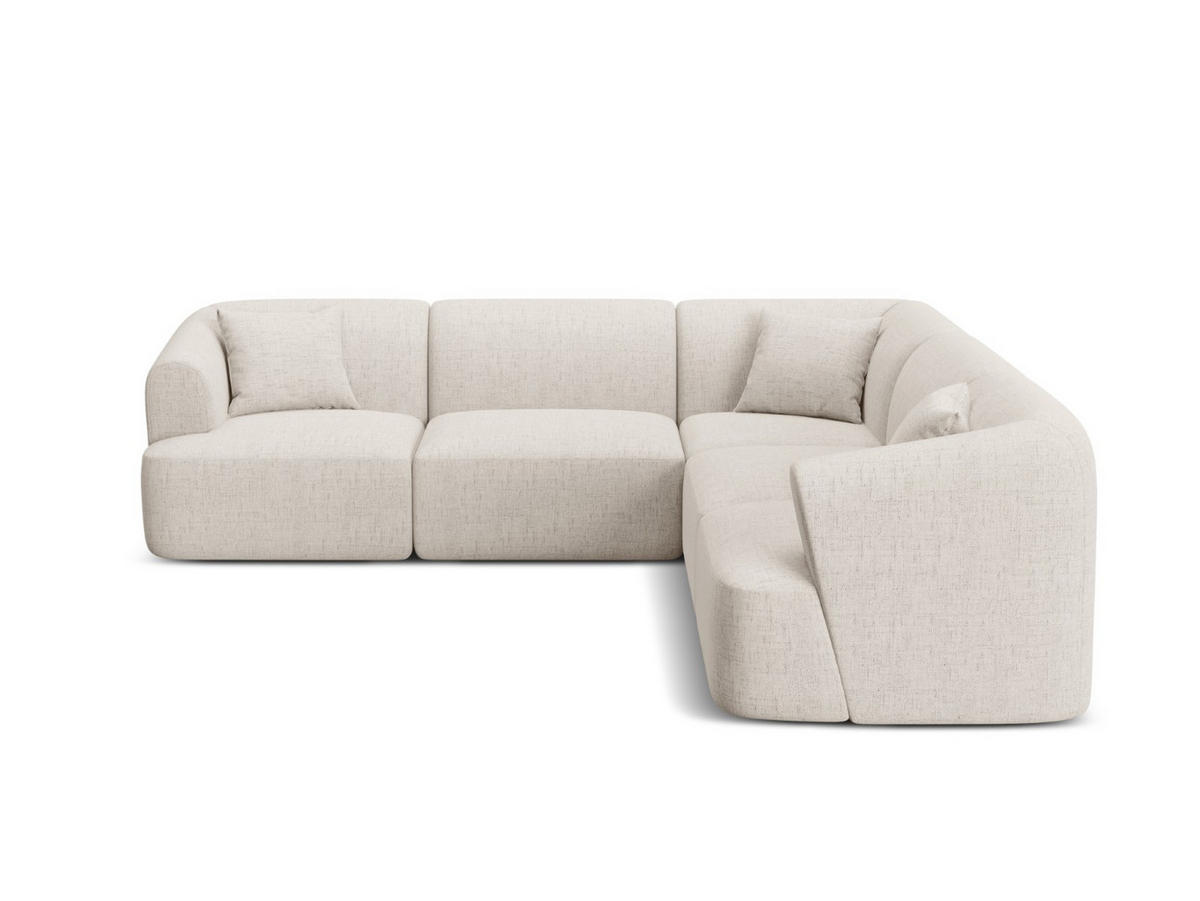 SYMMETRISCHES-MODULARES-ECKSOFA Campi aus strukturiertem Stoff leichtes beige 6 Sitzplätze - Creme, Textil (255/255cm) - Cosmopolitan Design