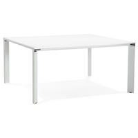 SCHREIBTISCH Minimalistisch Chromakzente Quadratisch KERIX, Weiß 160x160x74,5 cm - Weiß, Holz/Metall (160/160/75cm) - KADIMA DESIGN