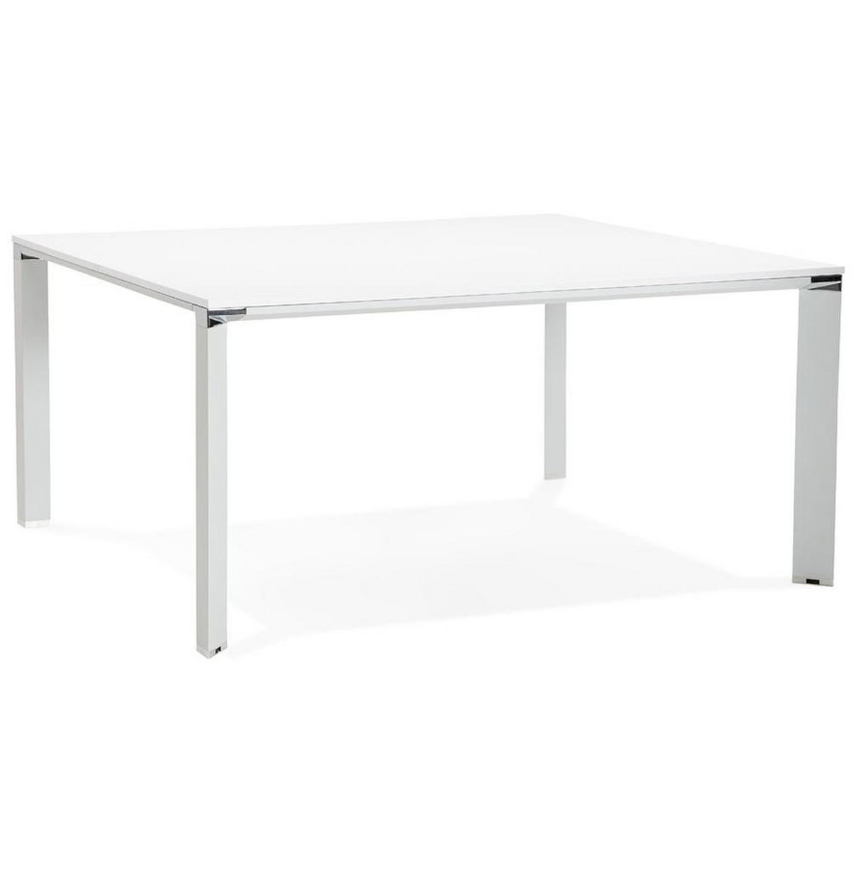SCHREIBTISCH Minimalistisch Chromakzente Quadratisch KERIX, Weiß 160x160x74,5 cm - Weiß, Holz/Metall (160/160/75cm) - KADIMA DESIGN