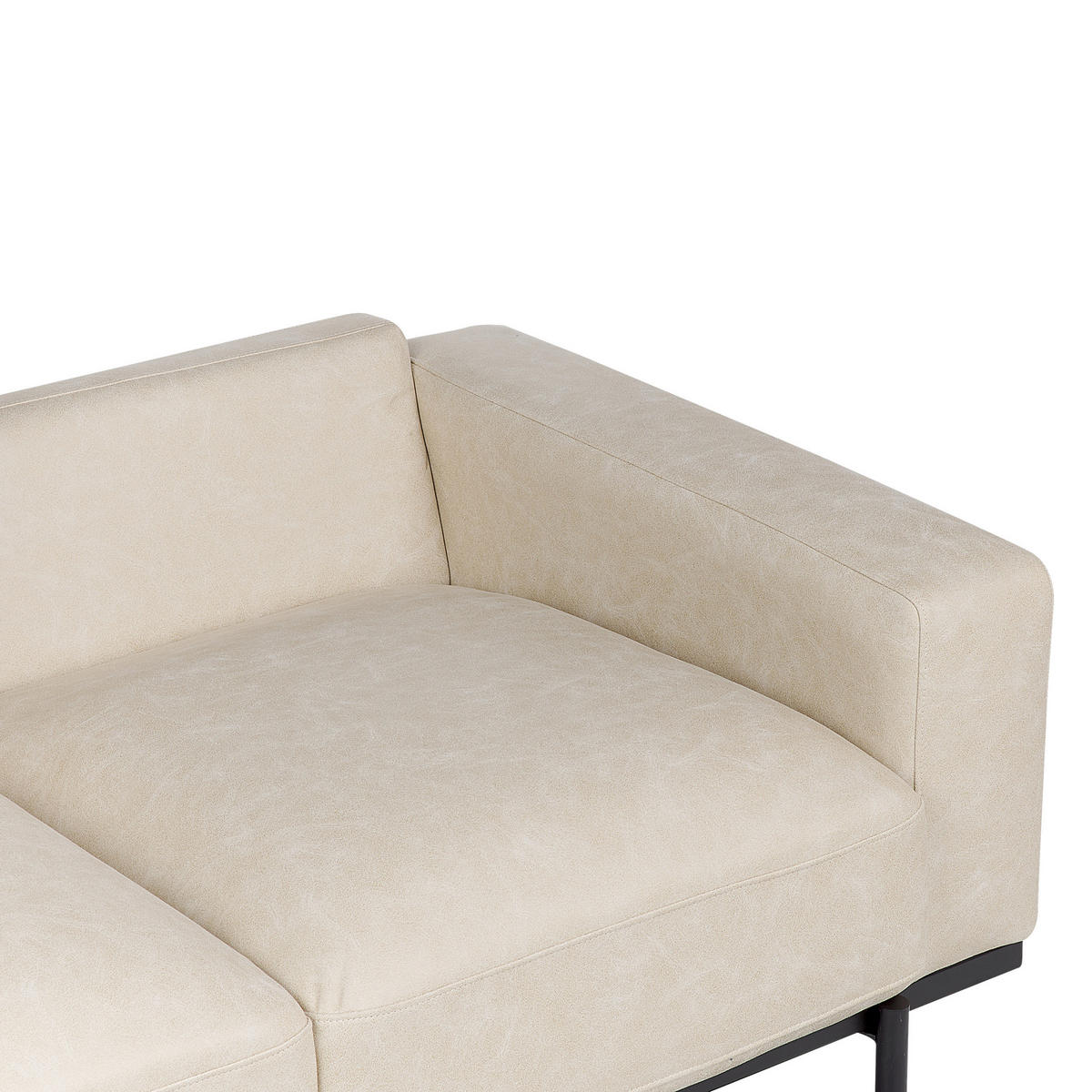 3-SITZER-SOFA Stoff cremefarben Lederoptik Sovik - Beige, Textil (215/72/87cm) - Beliani