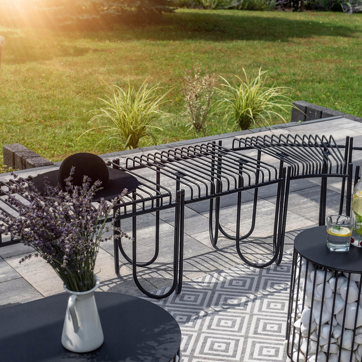 GARTENBANK 50 x 45 cm, schwarz - Schwarz, Metall (45/50cm) - KADAX