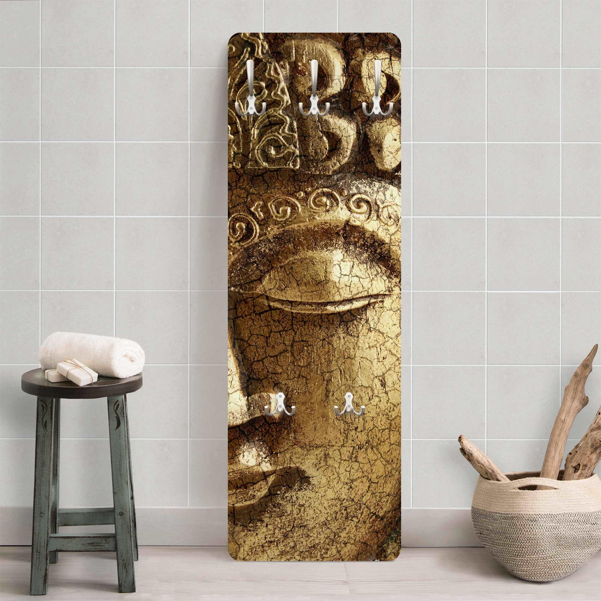 WANDGARDEROBE - Vintage Buddha 34/105 cm - Goldfarben, Holzwerkstoff (34/105/1.6cm) - Bilderwelten