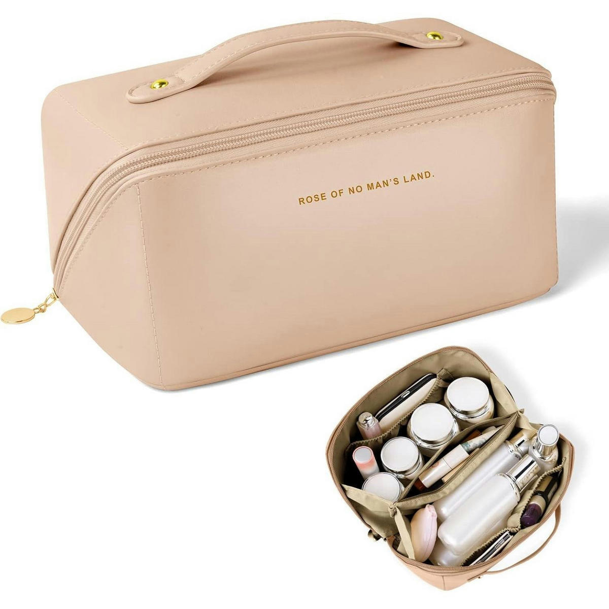 KULTURTASCHE PU-Leder Rosa mit Griff - Rosa, Kunststoff (3.6/31/21cm)