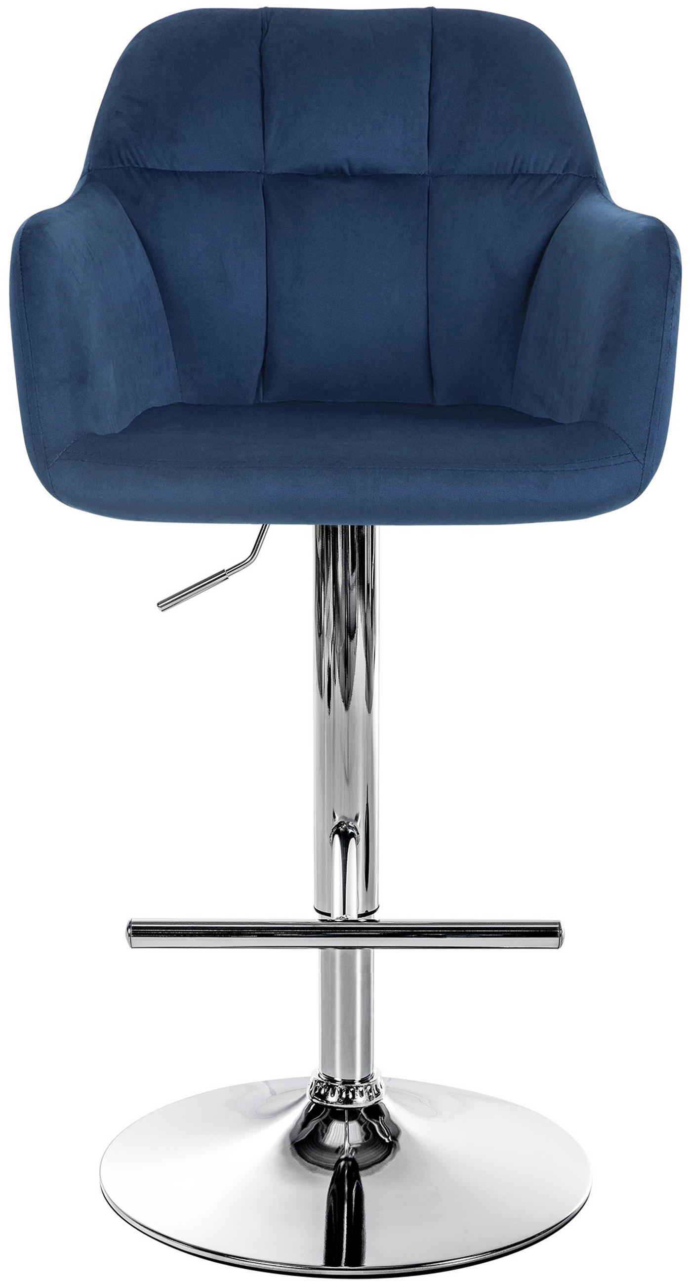 BARHOCKER Nardo Samt chrom blau - Blau/Chromfarben, Textil/Metall (57/118/59cm) - TPFLiving