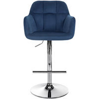 BARHOCKER Nardo Samt chrom blau - Blau/Chromfarben, Textil/Metall (57/118/59cm) - TPFLiving