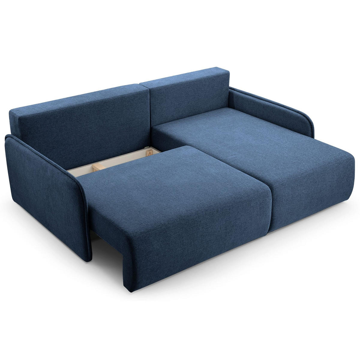 ECKSOFA Netarro, Marineblau Chenille, rechtsseitig - Schwarz/Dunkelblau, Kunststoff/Textil (147/198cm) - Selsey
