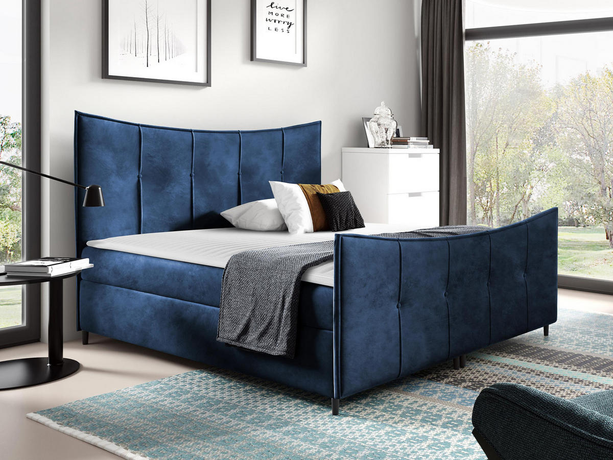 BOXBETT Bergamo Lux - Blau, Holz (160/200cm) - MIRJAN24