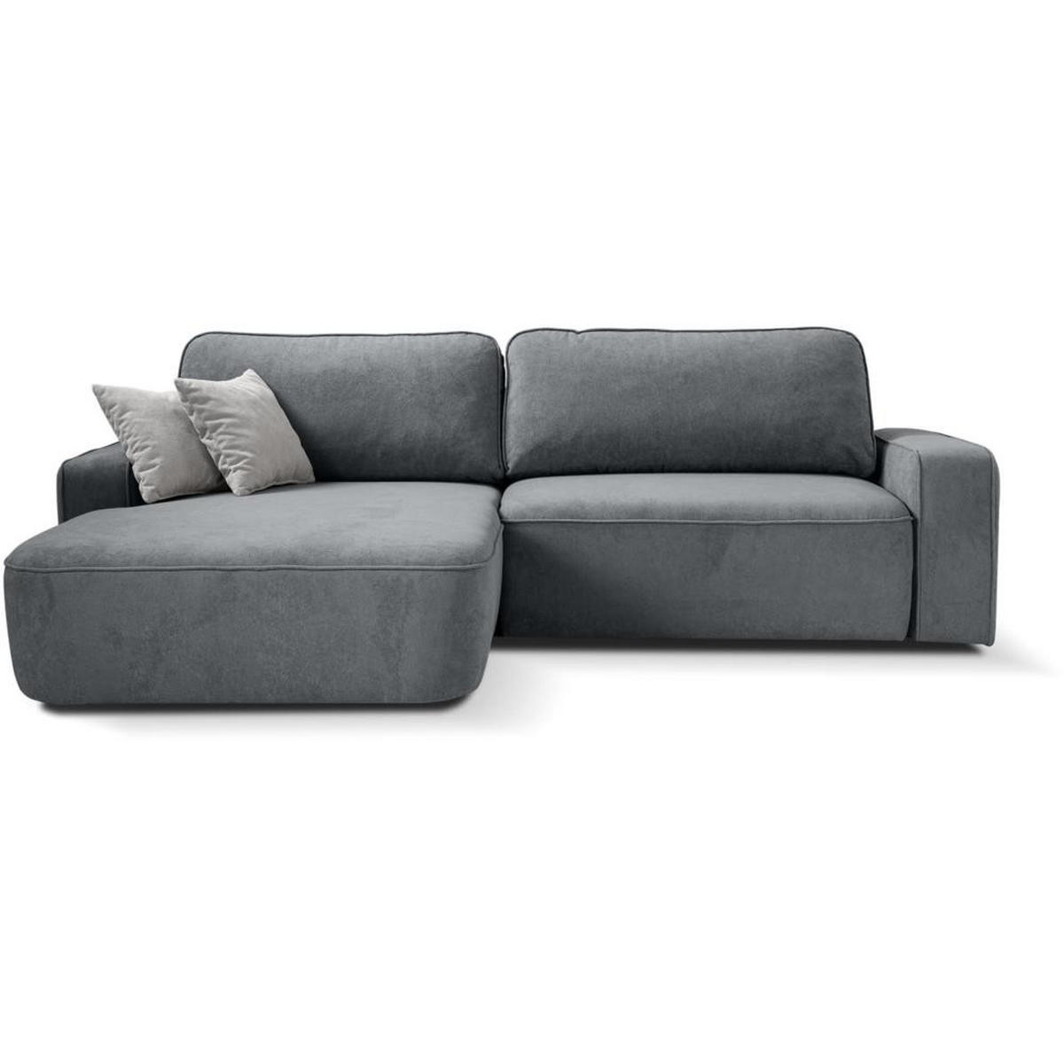 ECKSCHLAFSOFA Torre grau velours links - Grau, Textil (258/171cm) - Beautysofa
