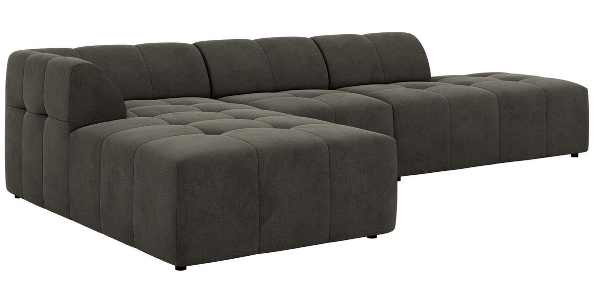 ROHOVÁ SEDAČKA GRIDA 3M L Tmavosivá Samet - Vľavo - čierna/tmavosivá, textil/plast (335/176cm) - MKS