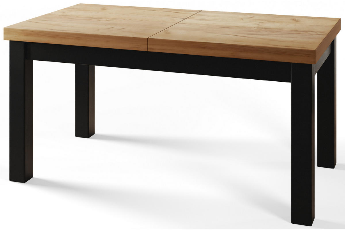 ESSZIMMERTISCH CLASSIC, ausziehbarer Tisch 120-160X80X78 cm, Farbe: CRAFT, mit Holzbeinen in Farbe Schwarz - Schwarz/Braun, Holzwerkstoff (120/80/78cm) - Alpi-Möbel