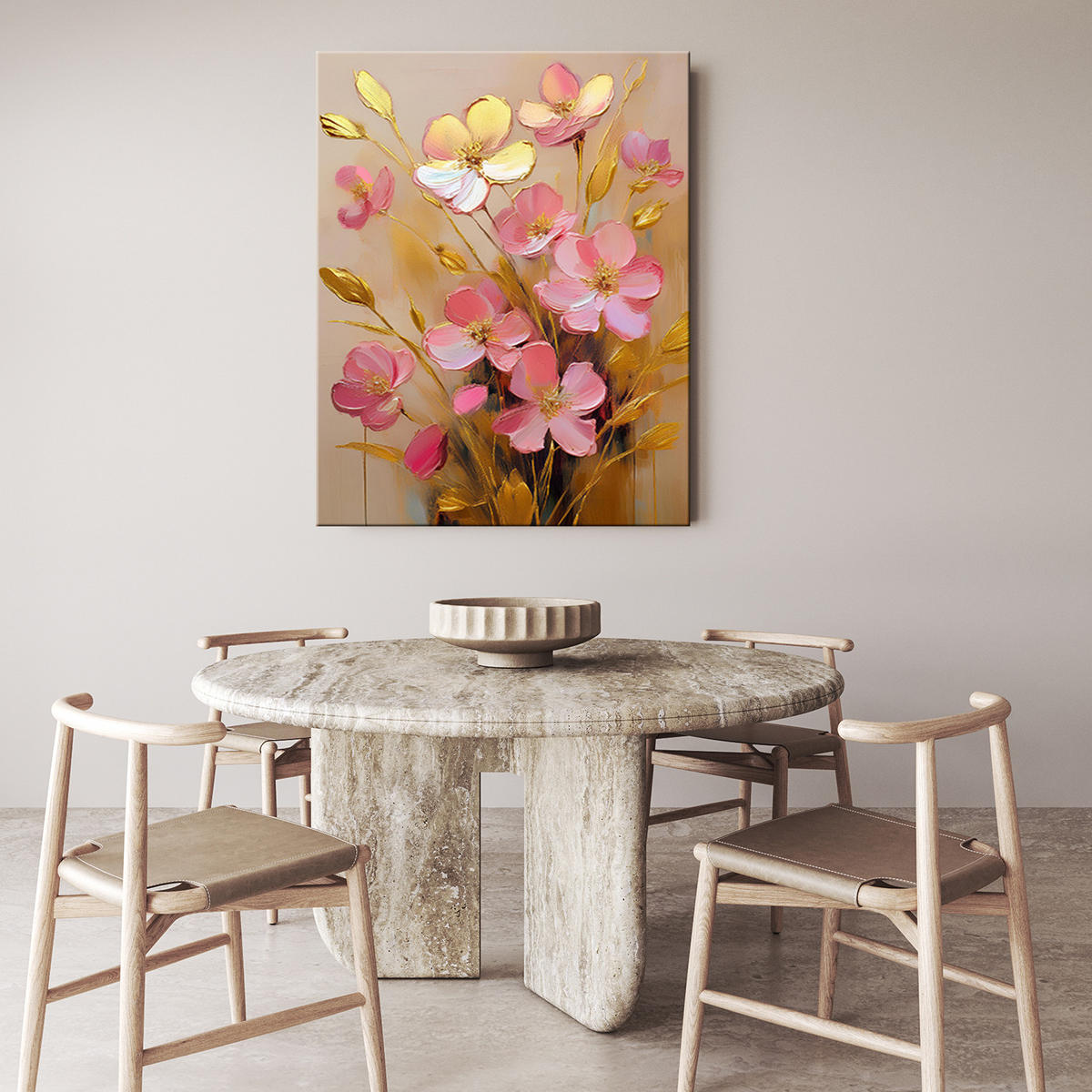 WANDBILD rose gold glamour blumen - Pink, Textil (40/60cm) - Feeby