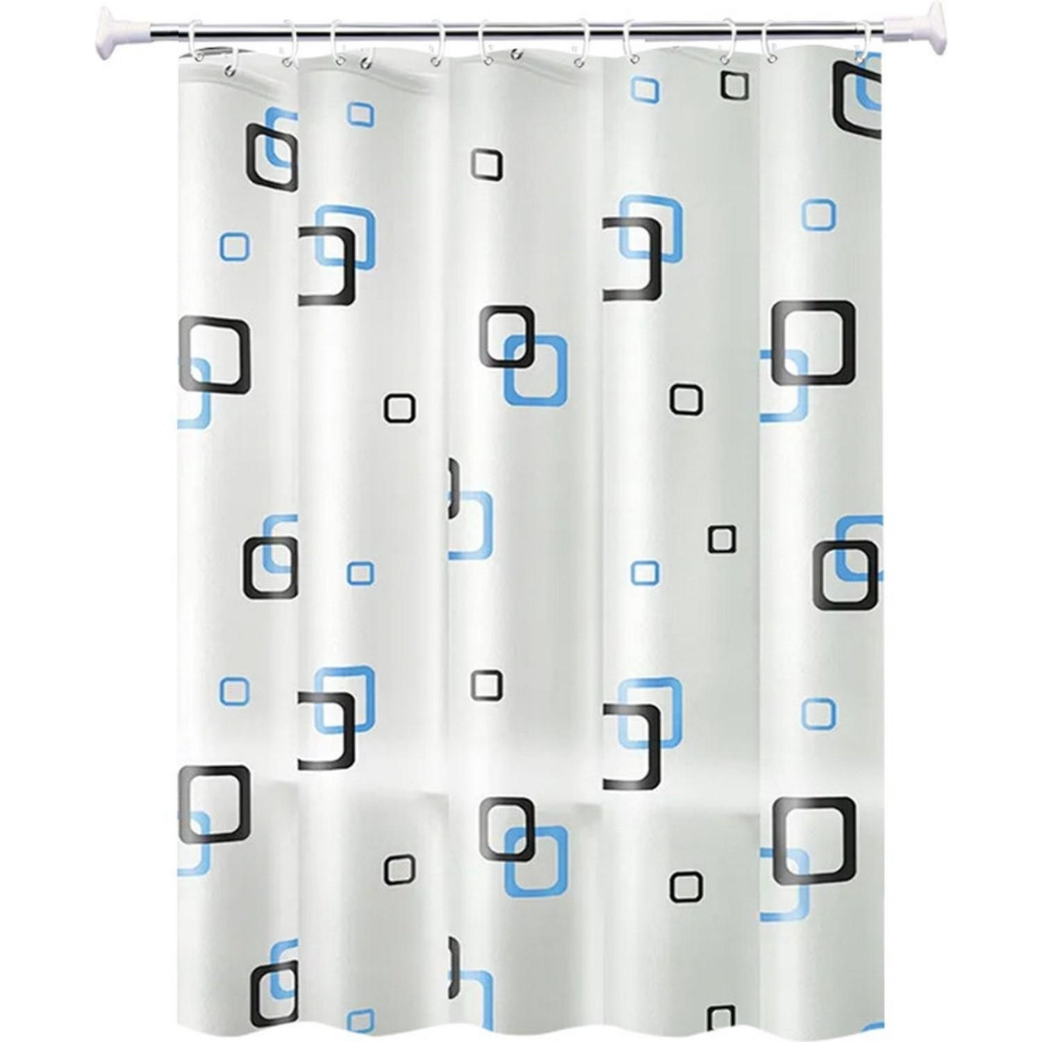 DUSCHVORHANG Weiß Polyester 200 x 200 cm klein quadratisch wasserdicht mit Ringe - Multicolor, Textil (200/200cm) - MCBOSON