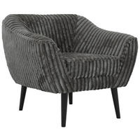 SESSEL PIRS - Grau Cord - Schwarze Beine - Schwarz/Grau, Holzwerkstoff/Textil (80/75/74cm) - MKS