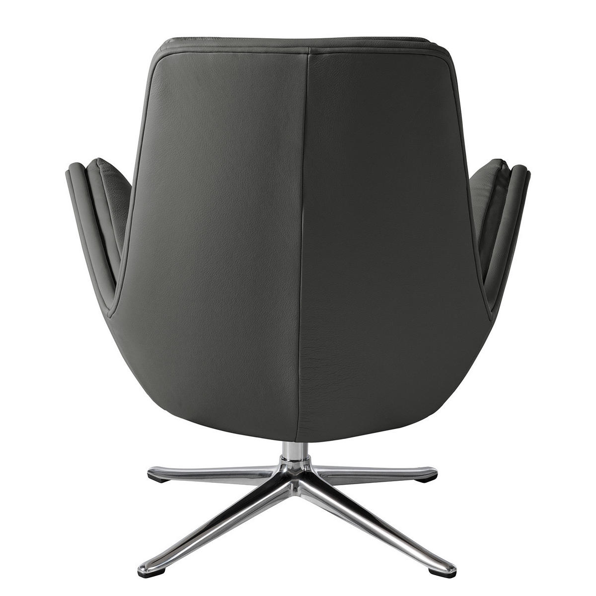 SESSEL mit Kreuzfuß - Chromfarben/Grau, Leder/Metall (83/95/97cm) - home24