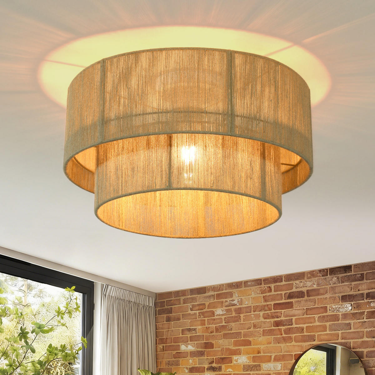 DECKENLEUCHTE Ceilume 40/40/27.5 cm - Braun, Textil (40/40/27.5cm) - ZMH