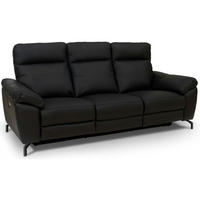 DREISITZER-SOFA Echtleder Schwarz - Schwarz, Leder/Metall (222/101/96cm) - Furnhouse