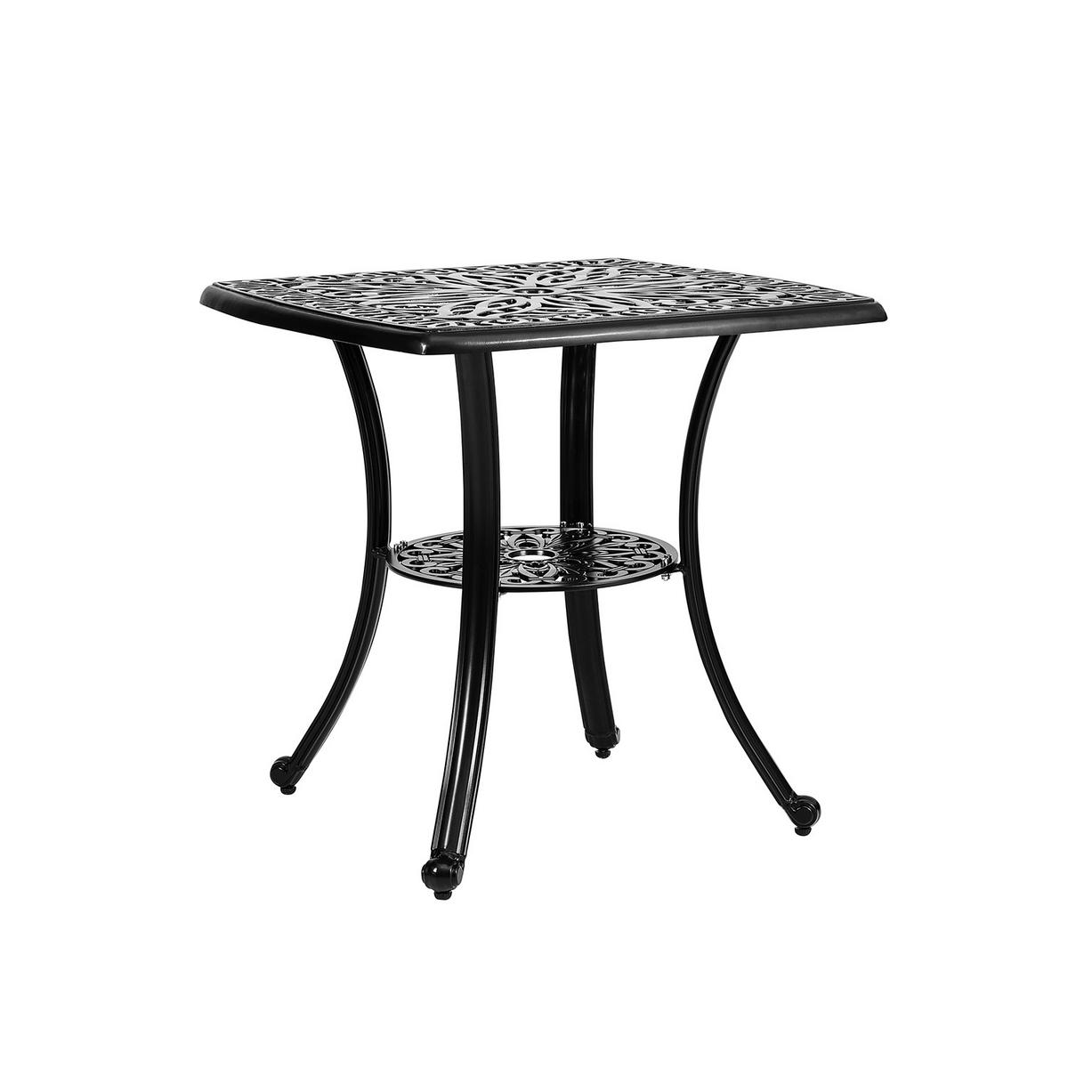 GARTENTISCH aus Gussaluminium in Schwarz Quadratisch 62,5 cm B × 62,5 cm T × 62,3 cm H - Schwarz, Metall (62.5/62.5/62.3cm) - Livingandhome