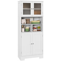 HIGHBOARD DE-11281 4 Glastüren & Nischen mit verstellbaren Böden Weiß - Weiß, Holzwerkstoff (30/145.5/60cm) - ComfortXL